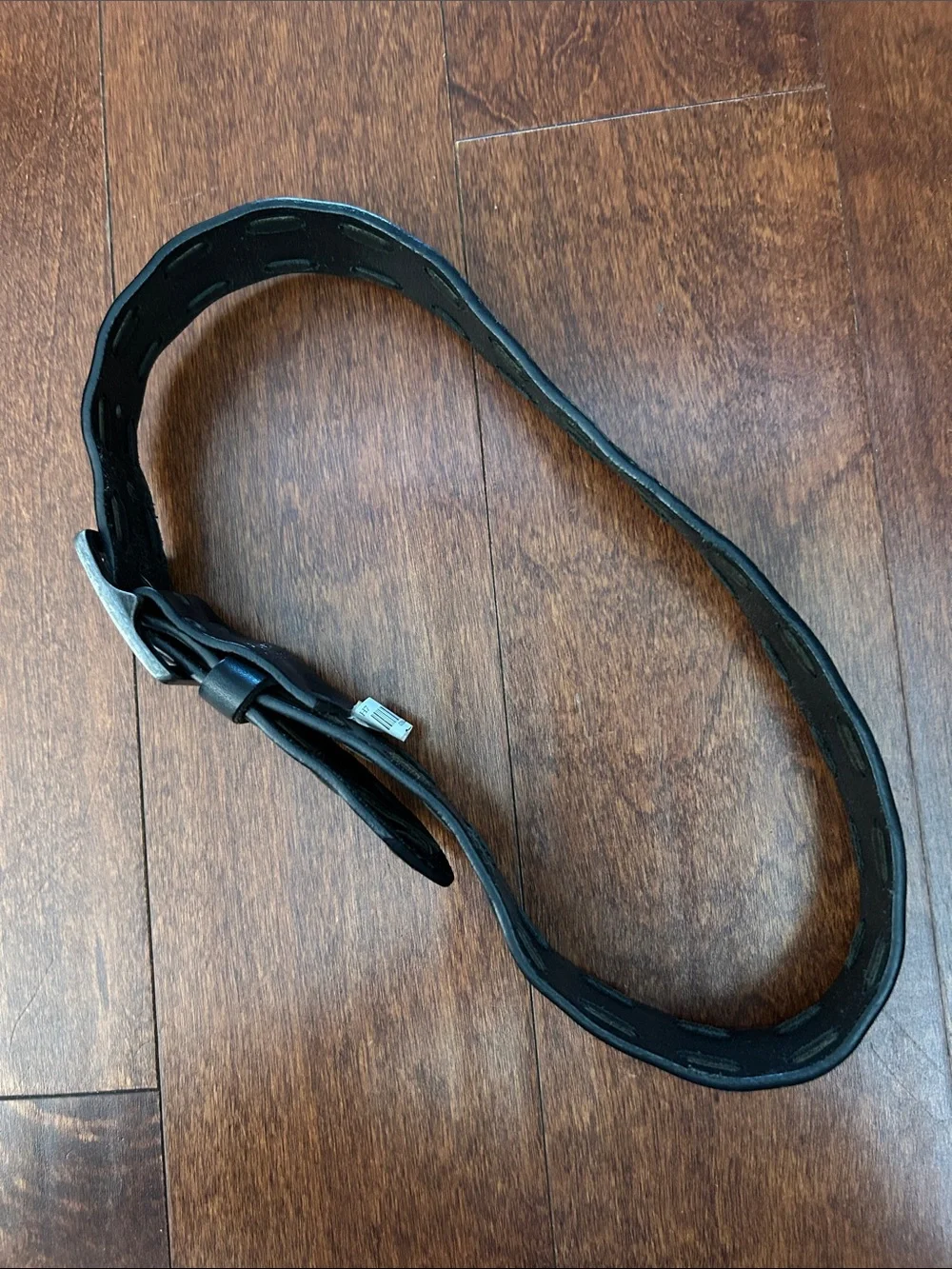 The Children’s Place Kid’s Chunky Black Leather Belt, Silver Buckle, Size 8-14